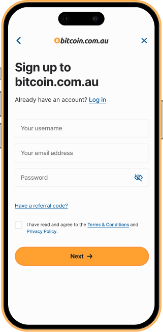 Sign up to bitcoin.com.au