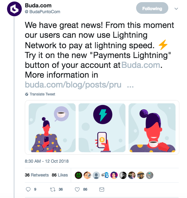 Buda announce lightning network integration 