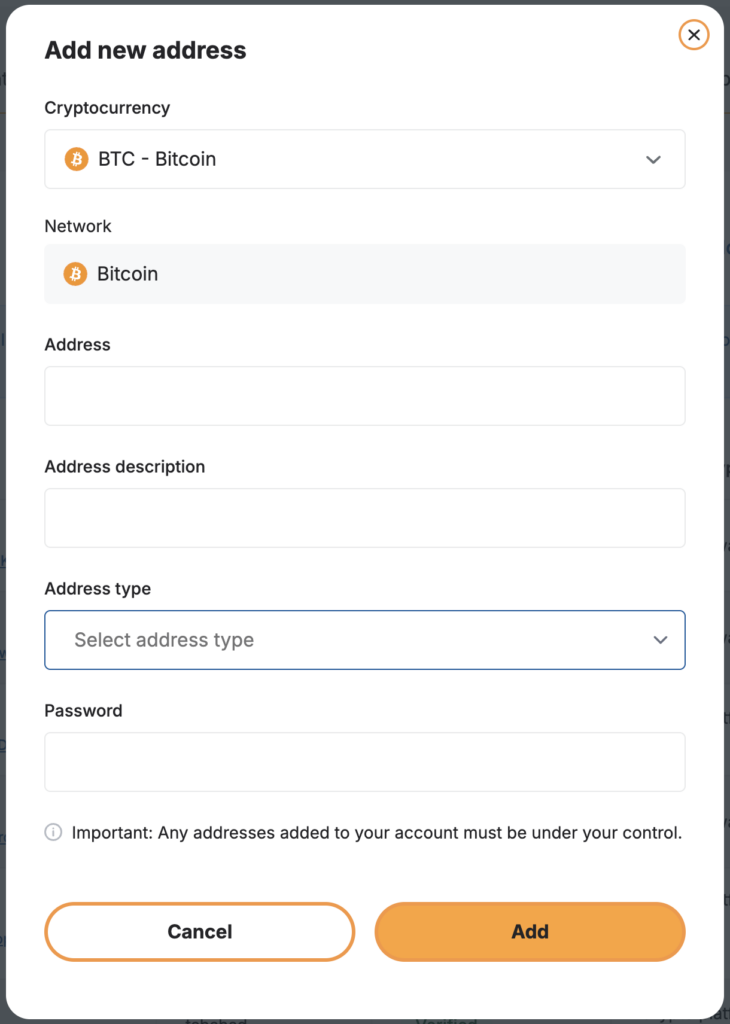 bitcoin.com.au add new address screenshot