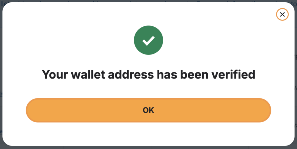bitcoin.com.au your wallet address has been verified screenshot