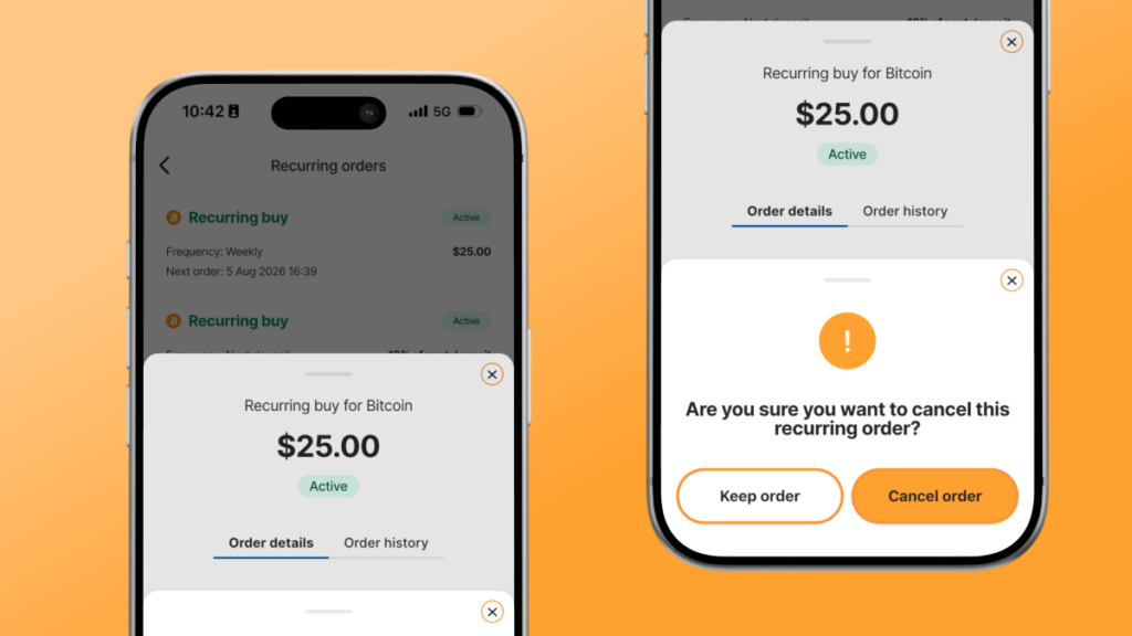 How to cancel a recurring buy on mobile.