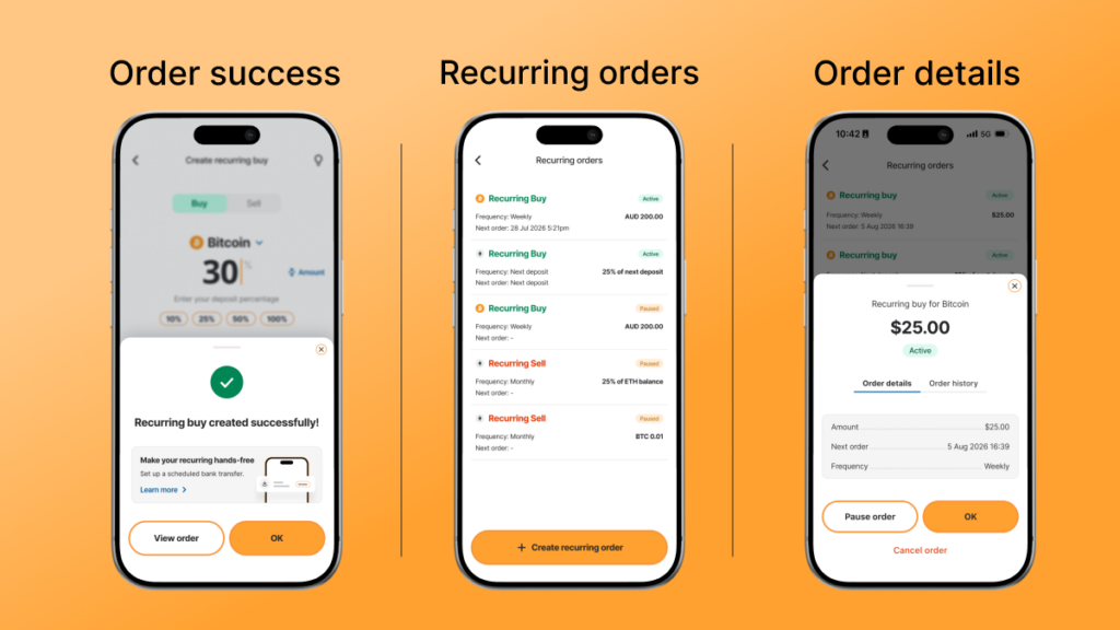 How to set up a recurring buy on the mobile app order process